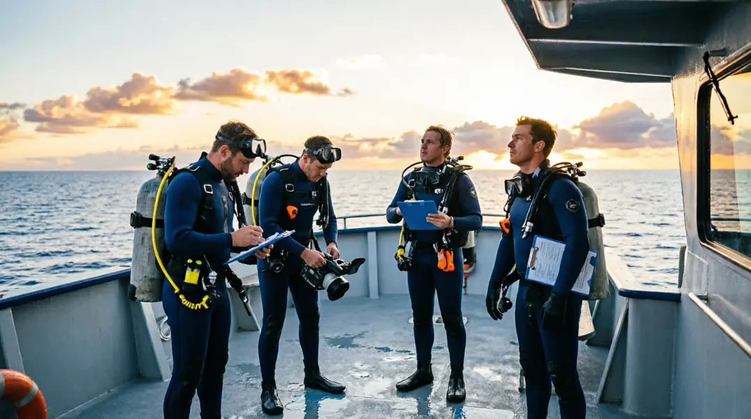 Équipement de plongée professionnel et bateau d'expédition